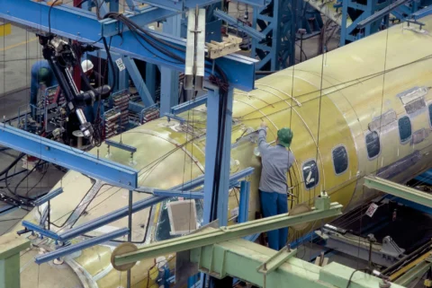 Aerospace and defense operational excellence: an inspection station sequenced into an aircraft component production line