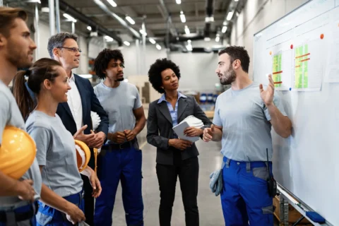 Plant floor production schedule board used to manage operational excellence as a growth strategy